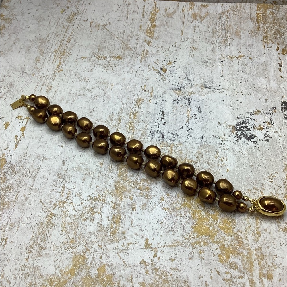 👍50%off Vintage Carolee Hand Knotted Gold Over Sterling Beaded Bracelet #450BR